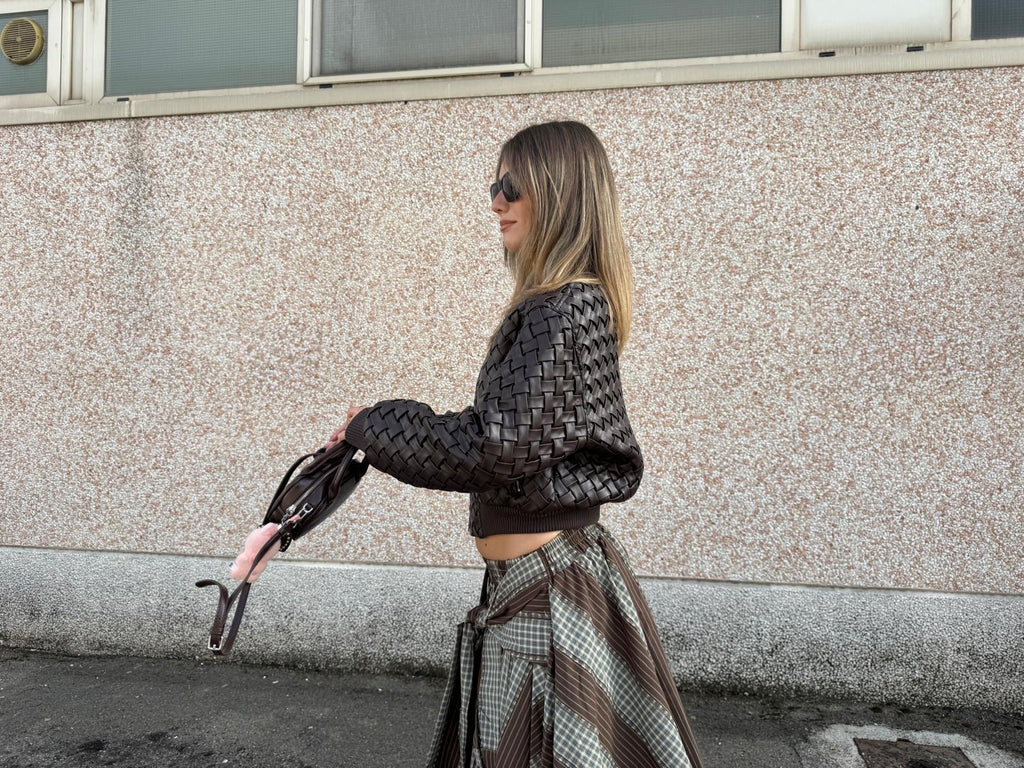 Bomber intrecciato Marrone