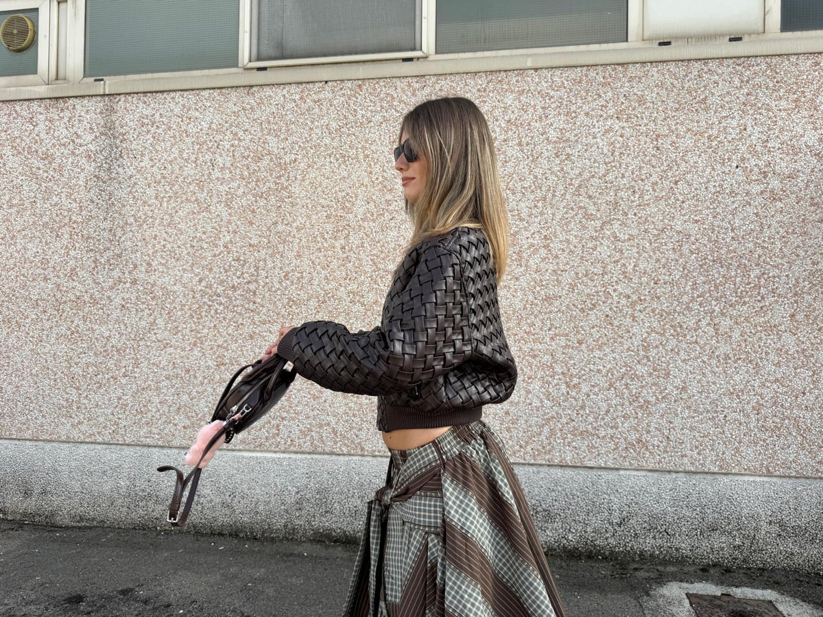 Bomber intrecciato Marrone
