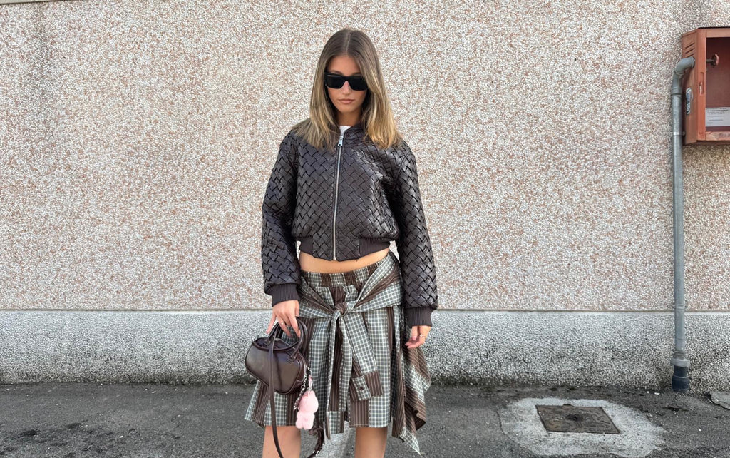 Bomber intrecciato Marrone