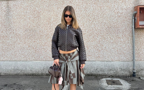 Bomber intrecciato Marrone